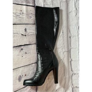 New Loriblu Black Leather High Heel Boots Made In Italy Size 37